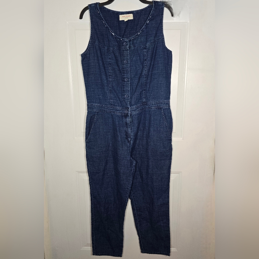 Max Studio London Jumpsuit Dark Blue Denim Jumpsuit Size 8
